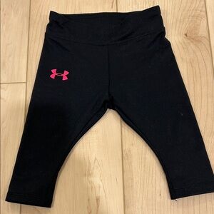 Under Armour - Infant Black Leggings with Hot Pink Logo - 6-9M